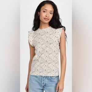 Nation LTD Paulette Tank Women’s XS Floral Print Ruffle Flutter Sleeve